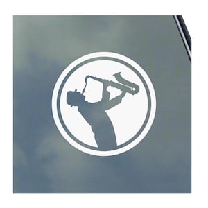Saxofoon cirkel embleem vinyl sticker sticker leraar student liefde ska rock klassiek