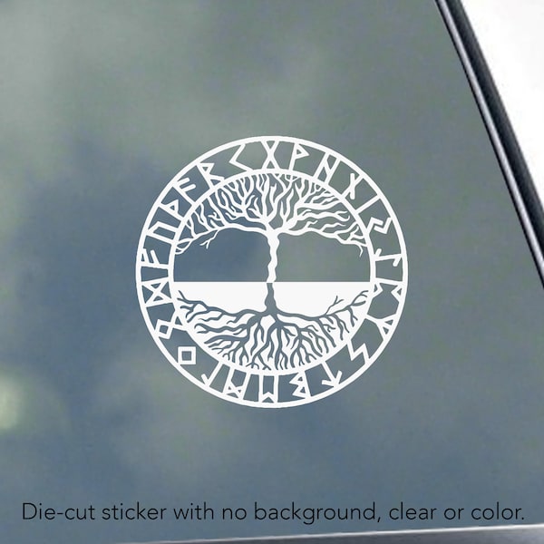 YGGDRASIL PROTECTION RUNE vinyl sticker decal Asatru Odin Thor Gods Pagan