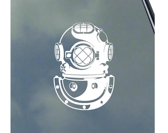 Deep Sea Diver Helmet Vinyl Sticker Decal Ocean Scuba Dive Ocean Commercial Diving Oil Rig