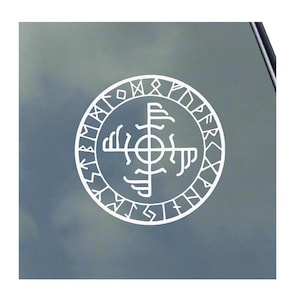 GINFAXI with Runic Circle LUCK SYMBOL vinyl sticker decal Asatru Odin Thor Gods Pagan