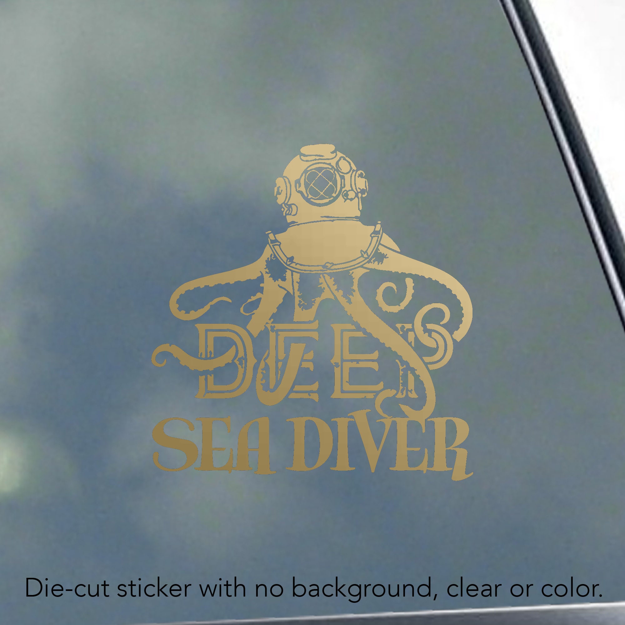 DEEP SEA DIVER W Octopus Vinyl Sticker / Decal Ocean Scuba Dive Ocean ...