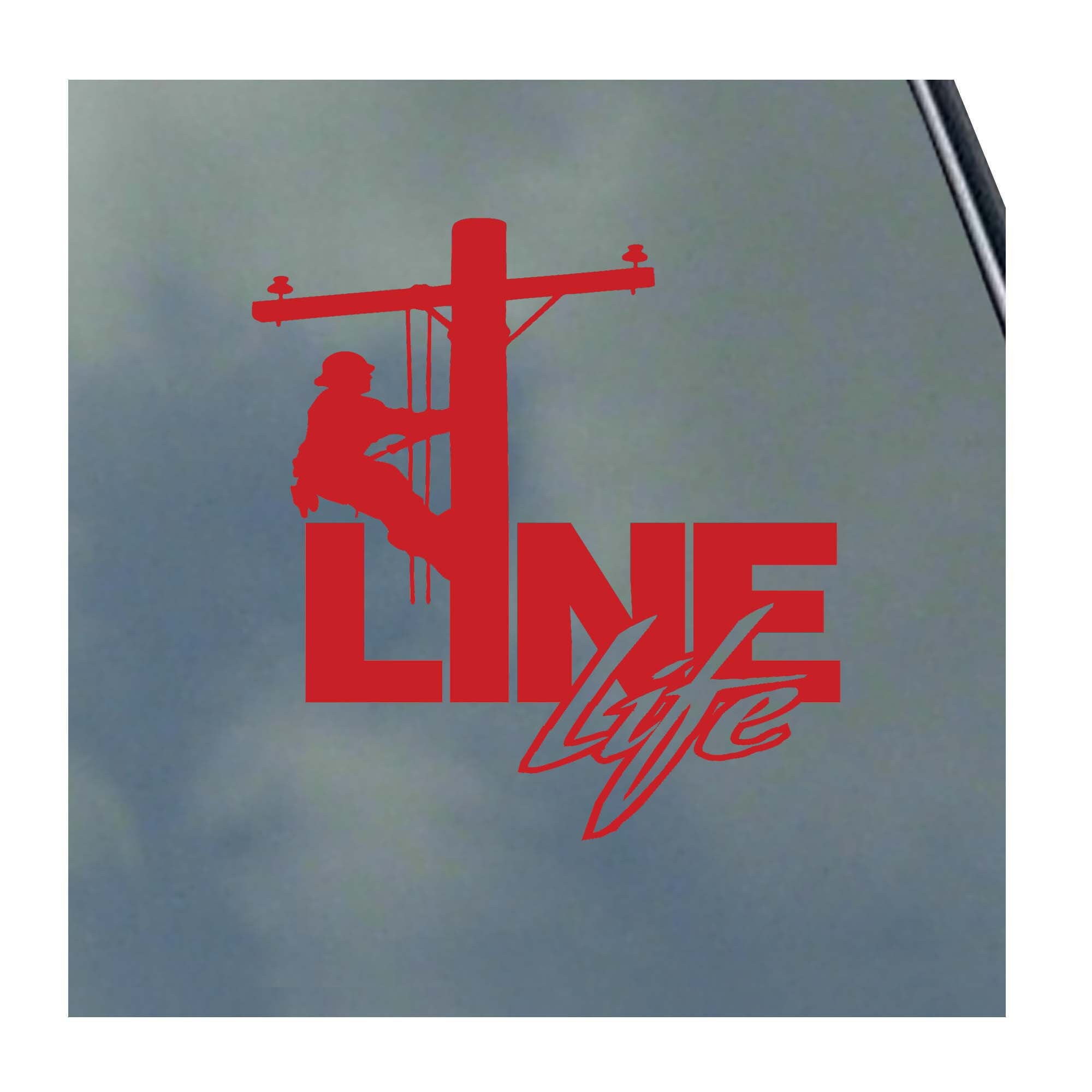 Man Sticker At Line LINE LIFE POLE Vinyl Sticker Decal Lineman Lineworker Powerline ...