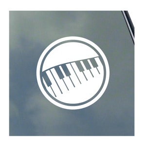 Piano Circle Emblem Vinyl Sticker Decal Teacher Student Love Guitar Classical Keyboard