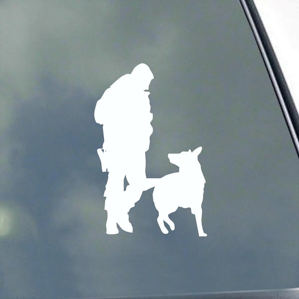 K9 Arbeitshund mit Hundeführer Vinyl Sticker Aufkleber Militär Polizei Such- und Rettungs Bomb Squad Service Trainer