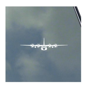 C-130H HERCULES Pilot Front View with 8 Blade Variant and Auxiliary Tanks Vinyl Sticker Decal Air Force Military Transport Crew Refuel