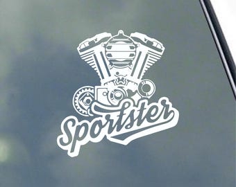 Sportster Flames Iron Cross vinyl sticker decal for Harley fans Motorcycle Club Love