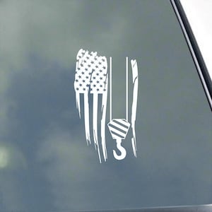 CRANE FLAG Vinyl Sticker Decal Operator Heavy Construction