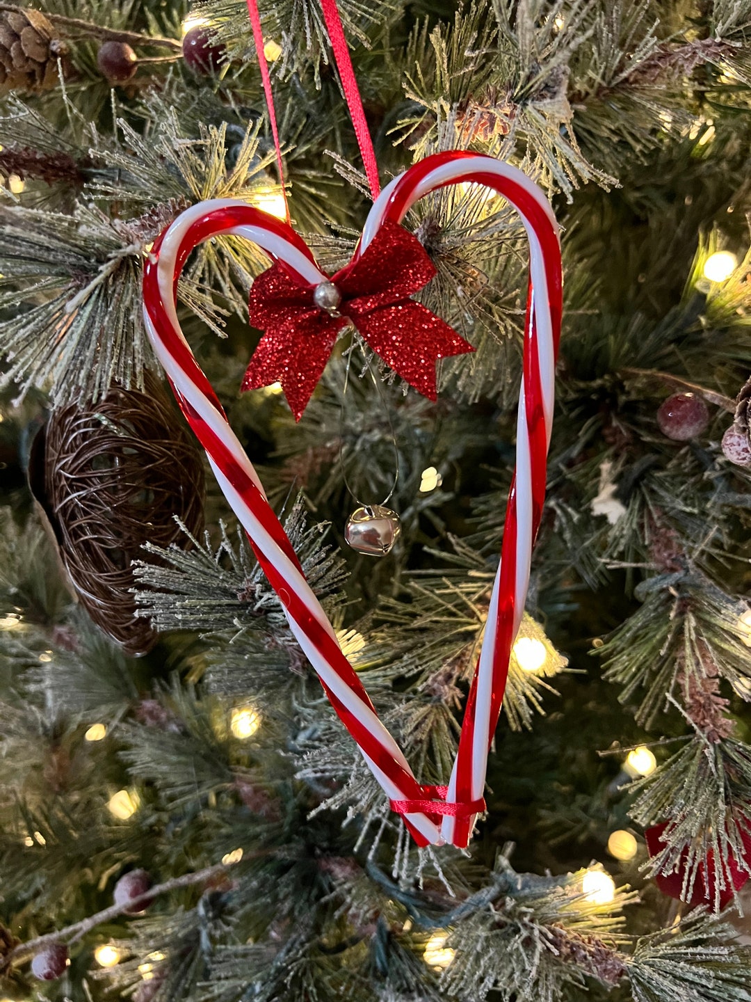 Candy Cane Heart Ornament Etsy
