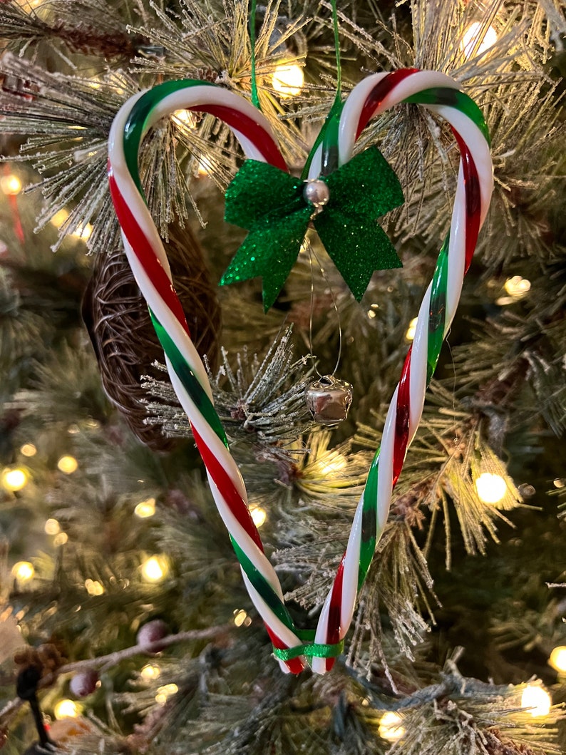 Candy Cane Heart Ornament Etsy