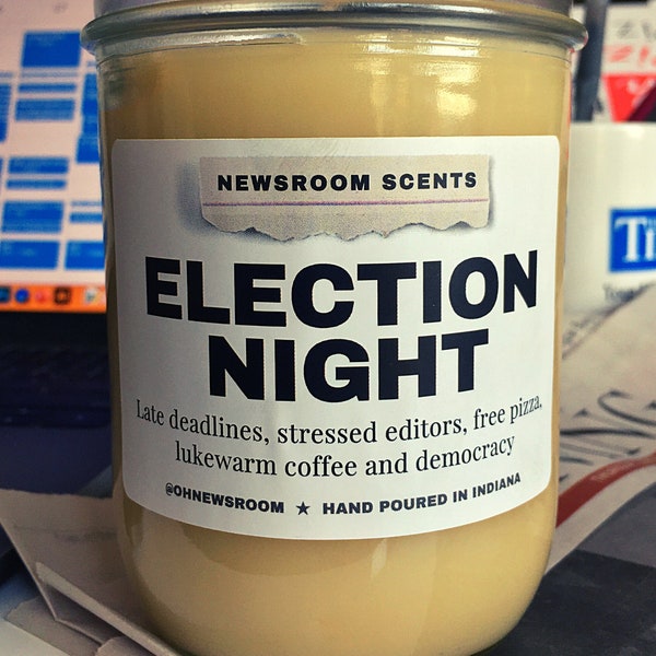 Newsroom Scents: Election Night Candle | Large Hand Poured Candle | OHnewsroom journalism candle | 16 oz mason jar
