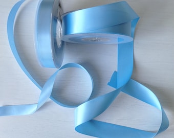 Sky Blue Double Satin Ribbon: 15mm or 25mm Width, Craft Sewing Supplies