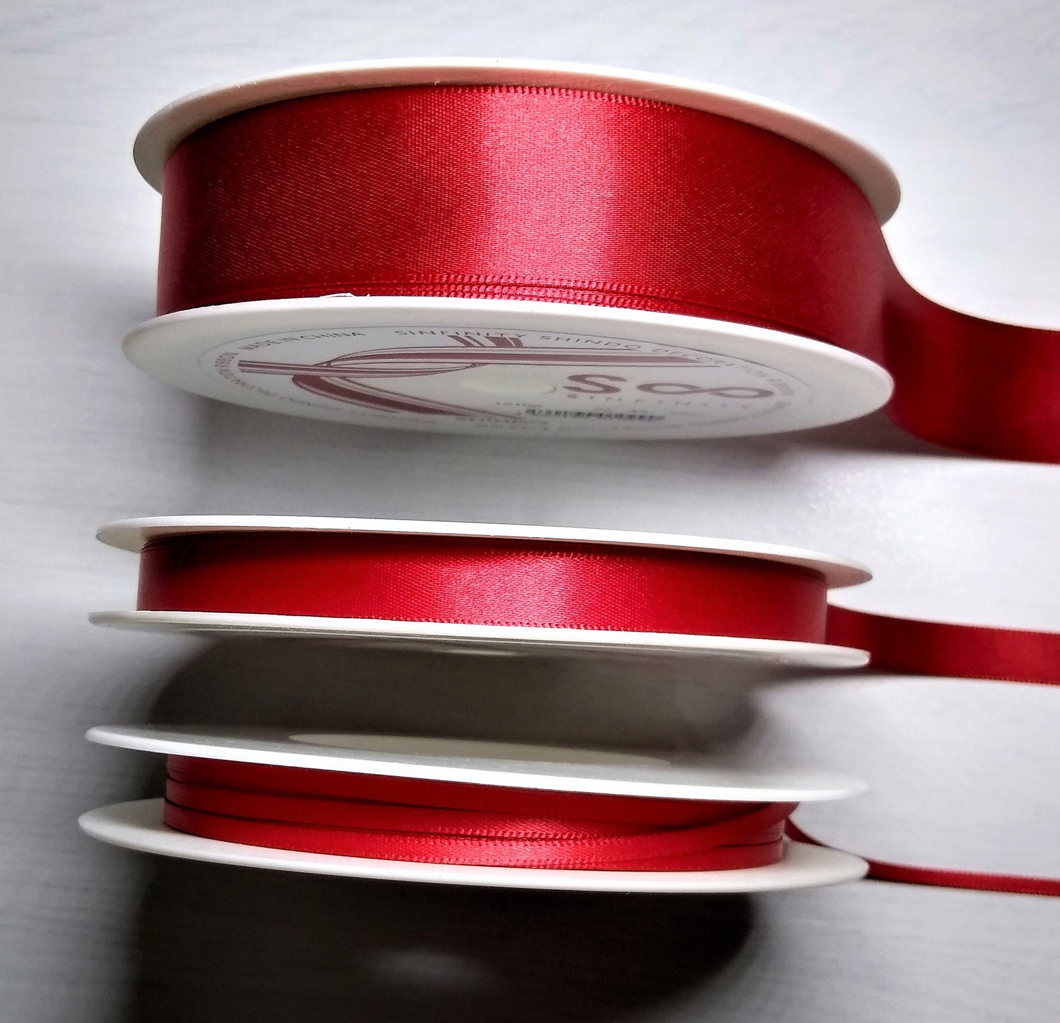 Cinta roja satinada de 3 mm, cinta shindo delgada de 3 mm, cinta de satén  roja para buzón de correos, suministros de artesanía para fabricación de