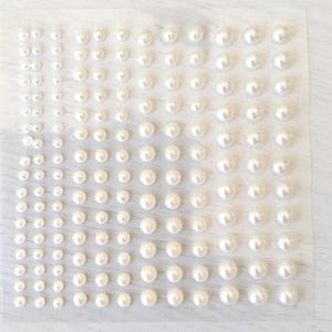 White Pearl Stickers - Self-Adhesive Craft Embellishments (165 pc Sheet)