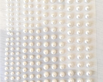 White Pearl Stickers - Self-Adhesive Craft Embellishments (165 pc Sheet)