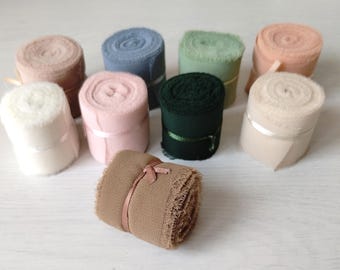 Cinta de gasa fina deshilachada de 3,8 cm (1,5 pulgadas), delicada y transparente, para bodas, lazos y ramos.