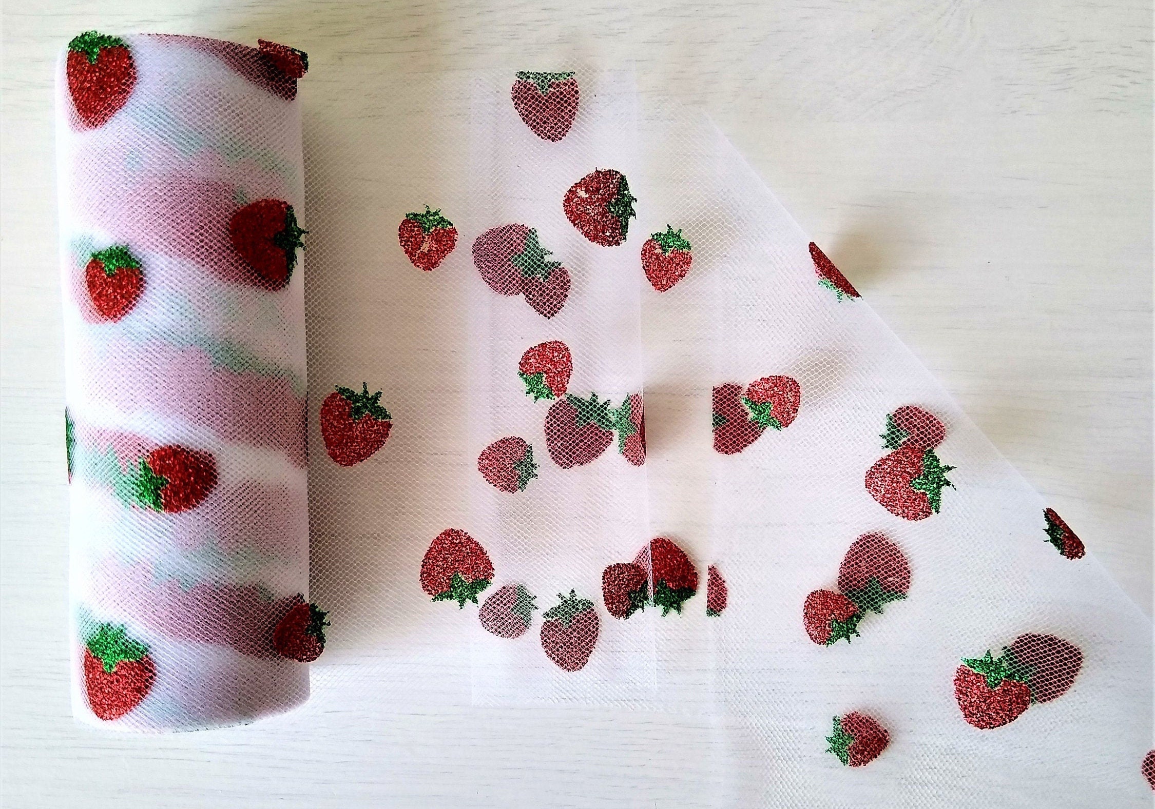 glitter strawberry tulle