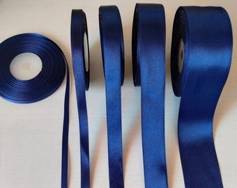 Cinta de satén azul marino de doble cara, para bodas, floristerías y manualidades, 6-10-15-25-38 mm