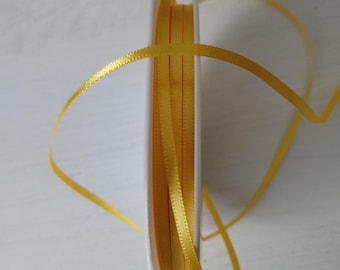 Honey Gold Yellow Satin Ribbon: 3mm Thin Craft Trim (2 metres)