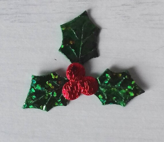 Download Holly Embellishment Christmas Applique Embellishment Sparkly Etsy Yellowimages Mockups