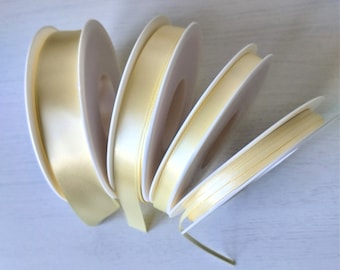 Cinta de satén color limón pálido: suministros para bodas, floristería y manualidades - Por metro