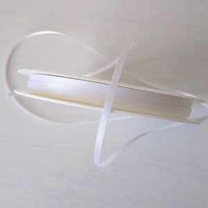Cinta de satén blanca de 3 mm, cinta fina para manualidades, material para hacer tarjetas (2 metros)