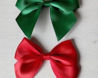 Large Satin Ribbon Bows: Self Adhesive Craft Bow, Christmas Red or Green