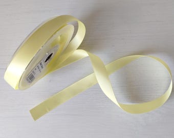 Lemon Yellow Double Sided Satin Ribbon: 15mm Craft Ribbon