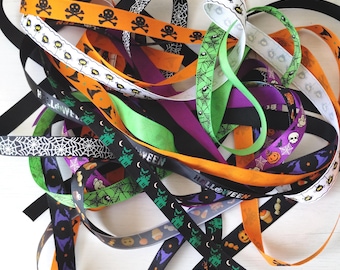 Paquete surtido de cintas con temática de Halloween de 15 mm de ancho. 10 diseños espeluznantes únicos para manualidades, costura y scrapbooking.