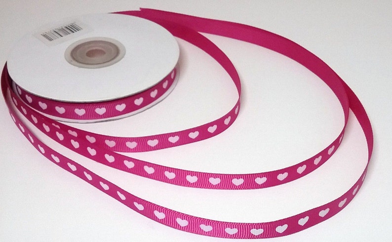 HEART LOVE VALENTINES GROSGRAIN RIBBON 1 2 3 METRE BOWS CAKES 1/" 25 MM CHOICE