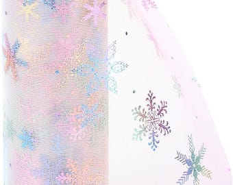 Christmas Organza Foil Snowflake on Pink 6 inches,