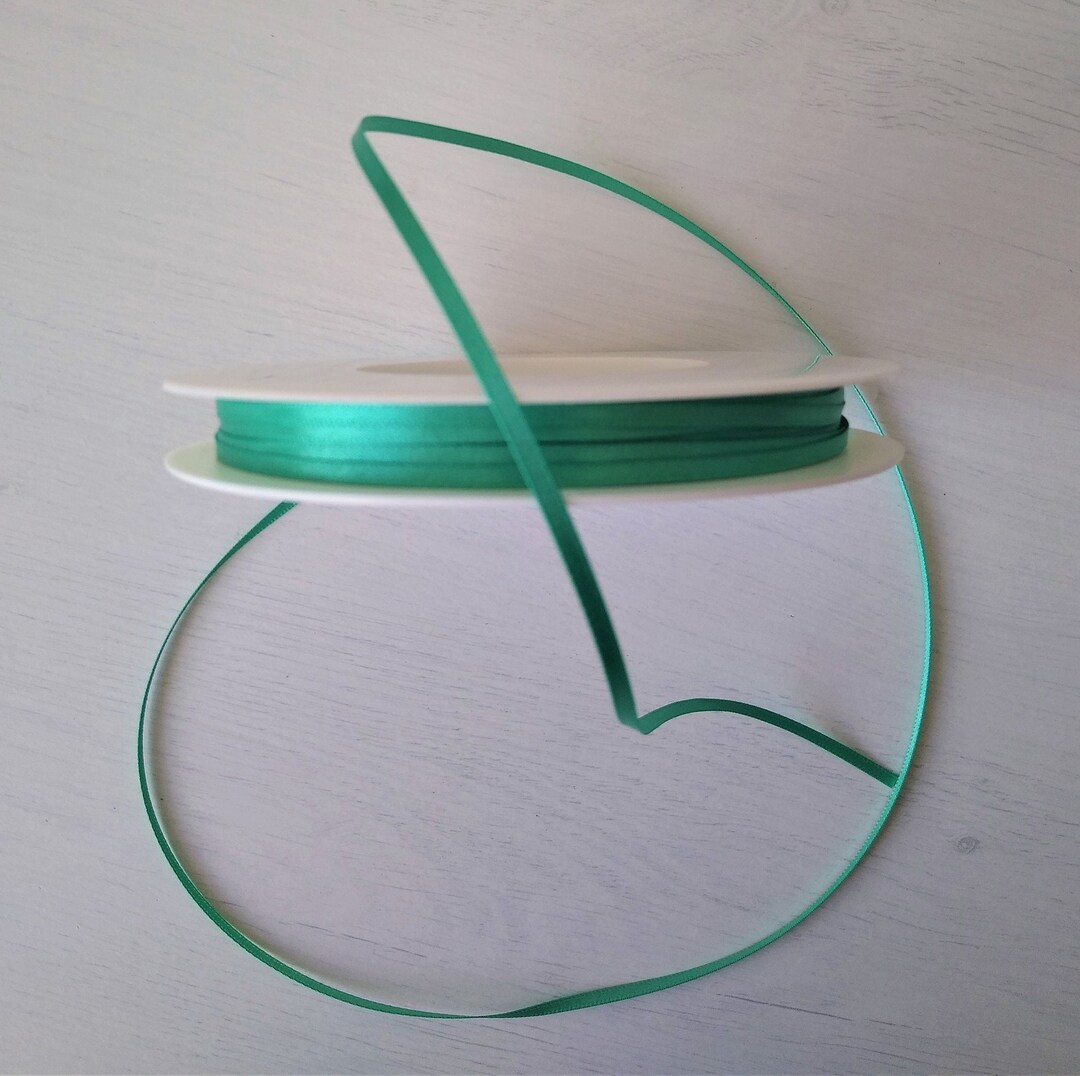 3 Mm Satin Jade Green Ribbon Thin Shindo Trim 3 Mm Jade Ribbon Etsy