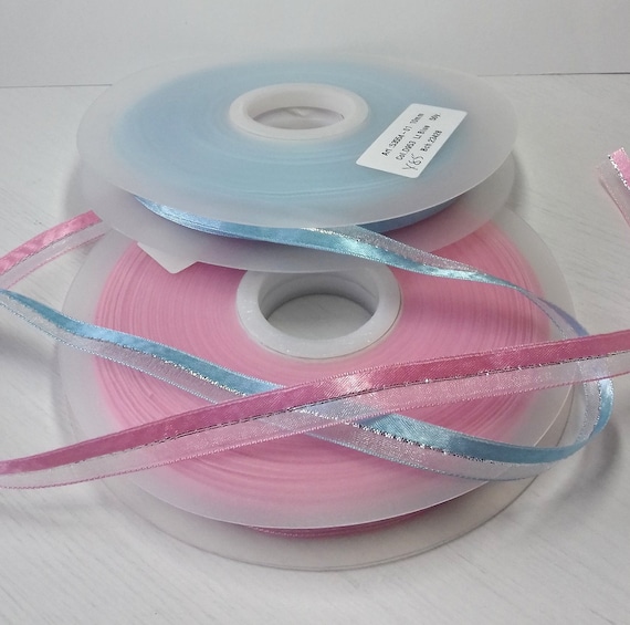 Its a Boy Girl Baby Shower Blue Pink Organza Ribbon 1 Yard *Buy 2 get 10/% off*