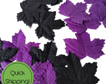 Hojas de arce artificiales mezcladas en morado y negro - Coronas de Halloween - Guirnaldas - Decoración de mesa