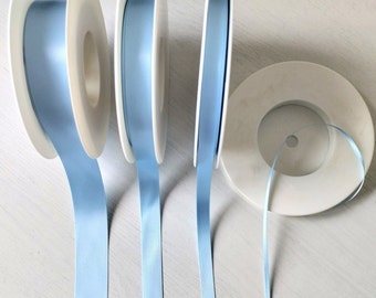 Satin Light Baby Blue Ribbon 3 mm, 10 mm, 15mm or 25 mm, Shindo Ribbon Pale Blue Satin Ribbon, Card Making, Craft Supplies Satin Ribbon Trim