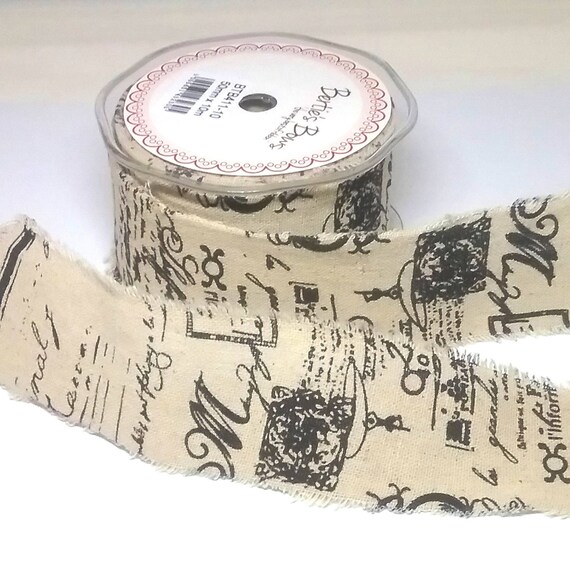 45mm Wide Frayed Edge Cotton Ribbon Merry Christmas