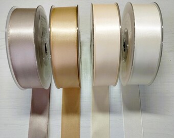 Satin Ribbon 25mm Choice Ivory, Cream, Champagne, Taupe - Bow Making, Gift Wrapping
