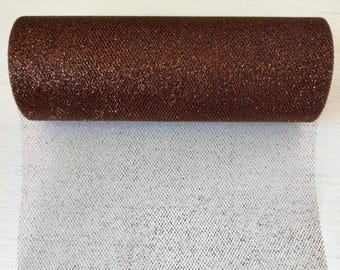 Chocolate Brown Glitter Sparkle Tulle Net 6 Inches wide