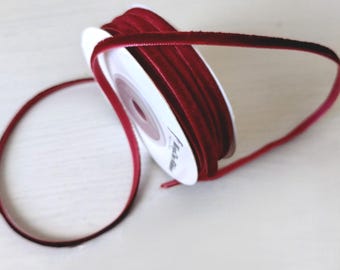 Cinta de terciopelo suave de color rojo intenso: Cinta fina para manualidades de 3 mm (2 metros)