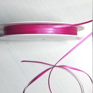 3 mm Satin Magenta - Hot Pink Satin Ribbon Thin Shindo Bright Pink Ribbon Card Making Ribbon Craft Supplies 1/8" sold in 2 Metre Lengths