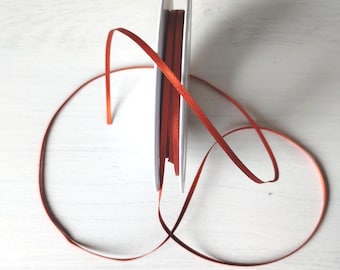 Rust Satin Ribbon - Terracotta Orange Berisfords Shade 55 - 3mm, 2 Meter Length