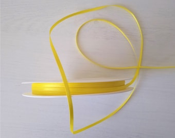 Lemon Zest Yellow Satin Ribbon: 3mm Thin Craft Trim (2 Meter)