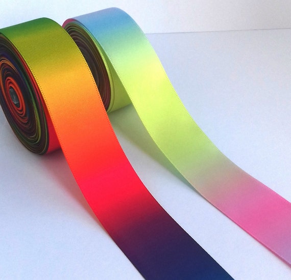 1 2 3 Metre METRES Girls PASTEL Rainbow Stripe ombre 1/" Grosgrain Ribbon 25 mm