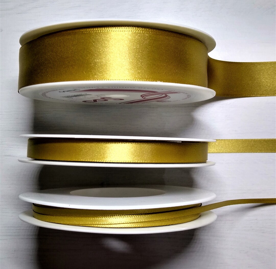 Gold Ribbons Gold Satin Ribbon: Festive Craft & Sewing Supplies (3 10 15 and 25 Mm ...