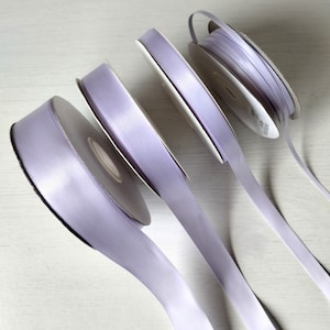 Lilac Mist Satin Ribbon 3, 10, 15 & 25mm widths Wedding Invitations, Stationary, Florists, Bow Making Wreaths Sewing Supplies Craft Supplies