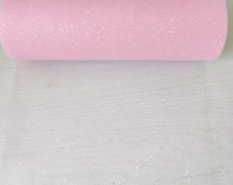 Baby Pink Soft AB Glitter Tulle Net 6 Inches