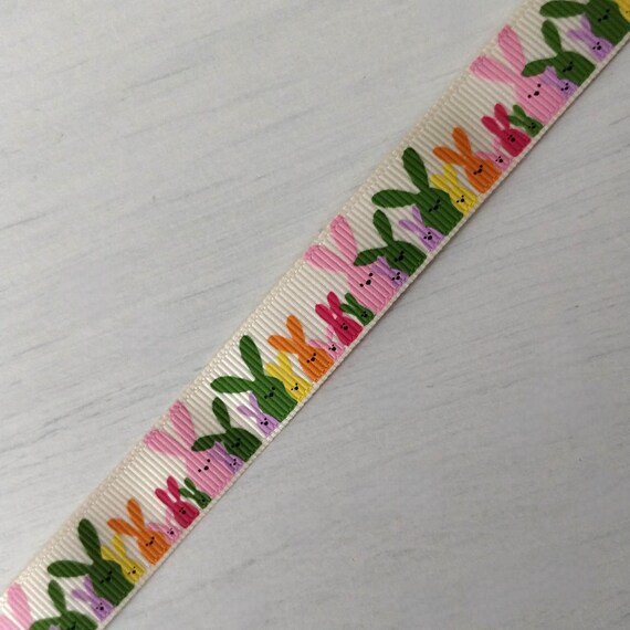Grosgrain Ribbon: Happy Easter Bunnies - 16mm (per metre) Grosgrain Ribbon: Happy Easter Bunnies - 16mm (per metre)
