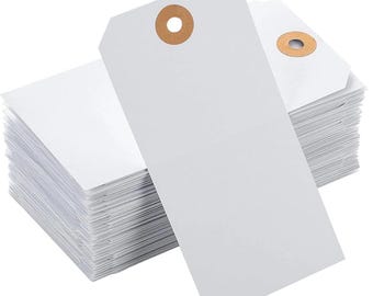 Etiquetas de regalo blancas con cordón, etiquetas colgantes de papel en blanco, artículos para manualidades, álbumes de recortes (10)
