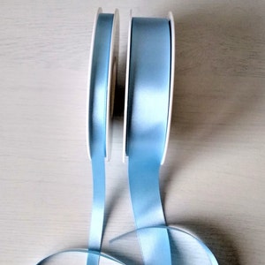Satin Light Baby Blue Ribbon 10 mm, 15mm or 25 mm, Shindo Ribbon Pale Blue Satin Ribbon, Card Making, Craft Supplies Satin Ribbon Trim