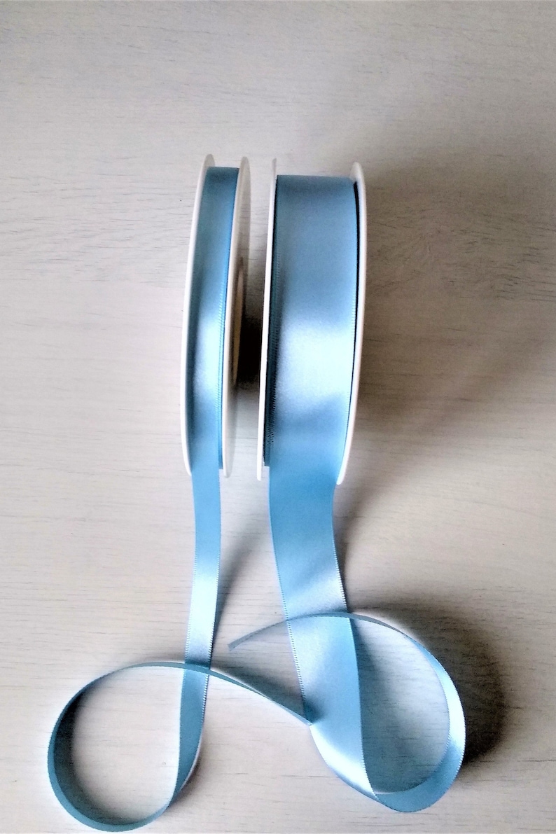 Satin Light Baby Blue Ribbon 10 mm, 15mm or 25 mm, Shindo Ribbon Pale Blue Satin Ribbon, Card Making, Craft Supplies Satin Ribbon Trim