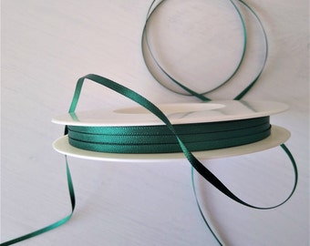 3mm Satin Ribbon: Dark Bottle Green, Craft Ribbon Trim (2 Meters)